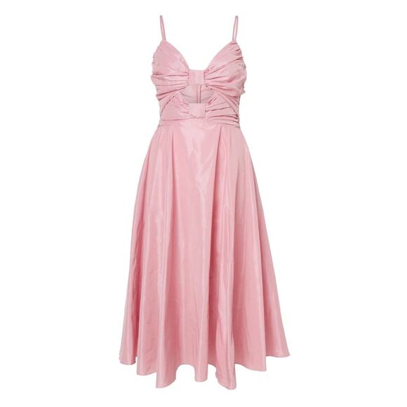 Staud Dayanara Bow Cut Out Midi Dress - 6 Pink